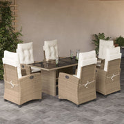 Tuinset 7-delig poly rattan beige met kussens