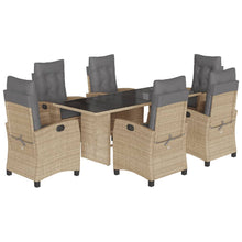 Tuinset met kussens poly rattan 7 Gemengd beige Zonder voetensteun