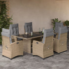 Tuinset 7-delig poly rattan gemengd beige