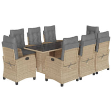 Tuinset met kussens poly rattan 9 Gemengd beige Zonder voetensteun