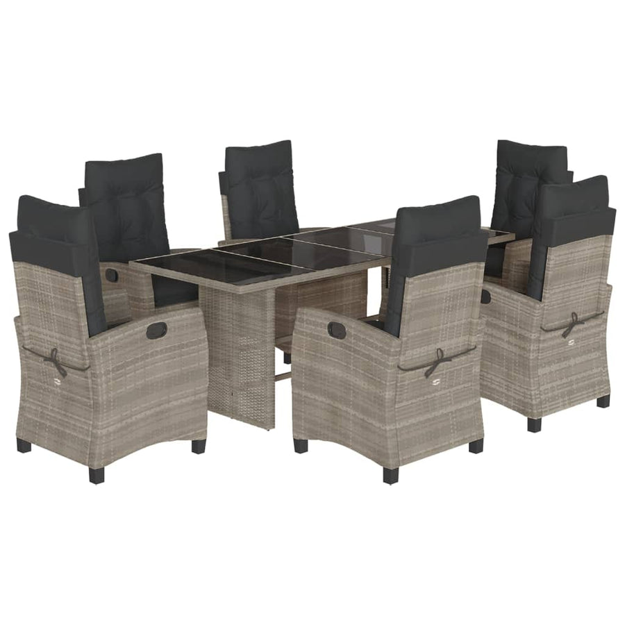-Delige Tuinset Met Kussens Poly Rattan Grijs Lichtgrijs Zonder voetensteun 7