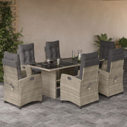 Tuinset 7-delig poly rattan grijs met kussens
