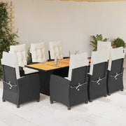 Tuinset 9-delig poly rattan zwart