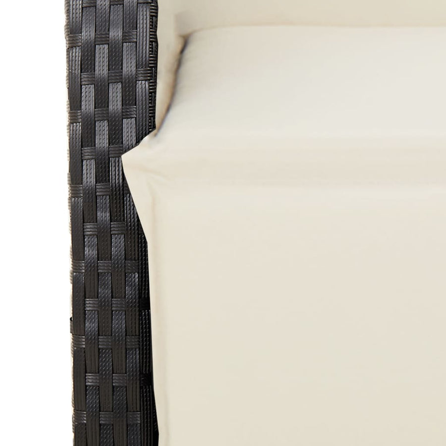 Tuinset poly rattan 9 Zwart en crème Met voetensteun