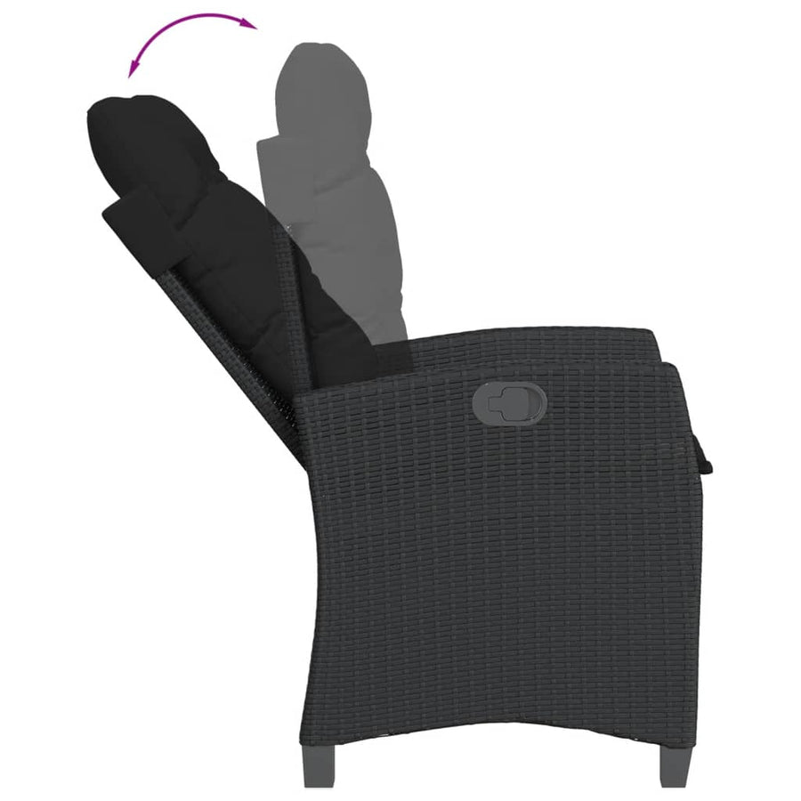 Tuinset met kussens poly rattan 7 Zwart Zonder voetensteun