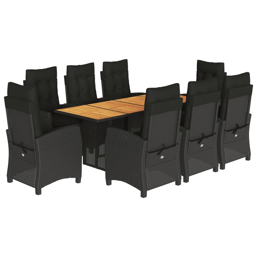 Tuinset poly rattan 9 Zwart Zonder voetensteun