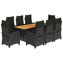 -Delige Tuinset Poly Rattan Zwart Met voetensteun 9