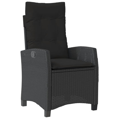 -Delige Tuinset Poly Rattan Zwart Met voetensteun 9