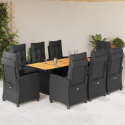 Tuinset 9-delig poly rattan zwart