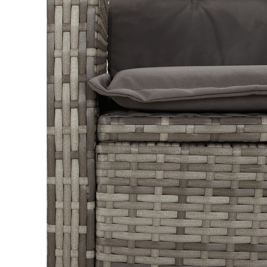 Tuinset met kussens poly rattan 7 Grijs Zonder voetensteun