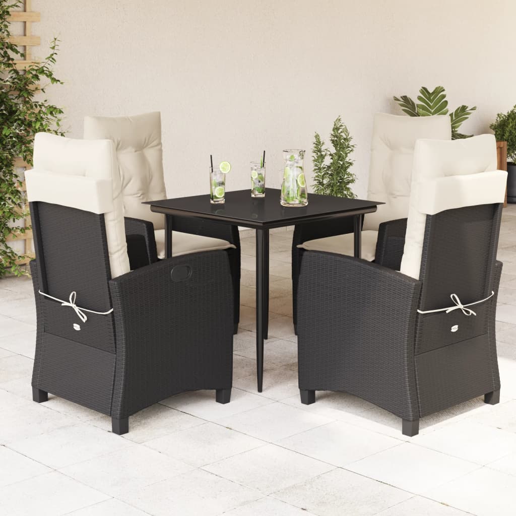 5-Delige Tuinset Met Kussens Poly Rattan Zwart