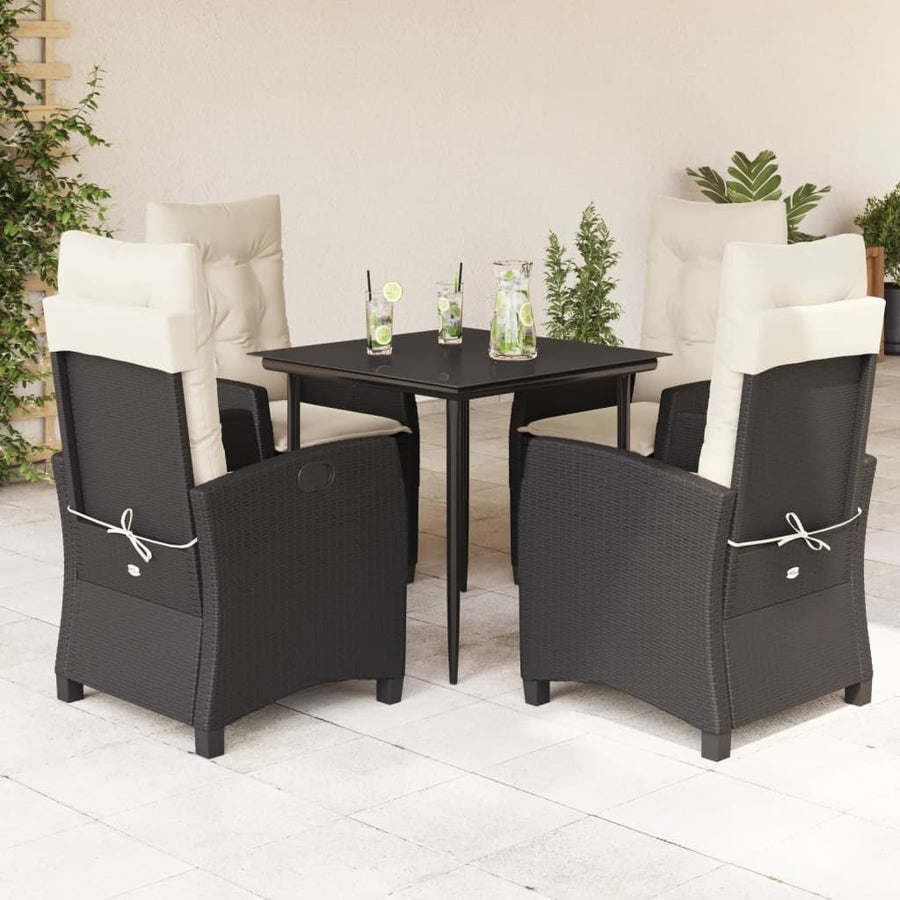 5-Delige Tuinset Met Kussens Poly Rattan Zwart