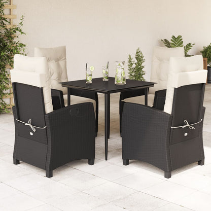 5-Delige Tuinset Met Kussens Poly Rattan Zwart