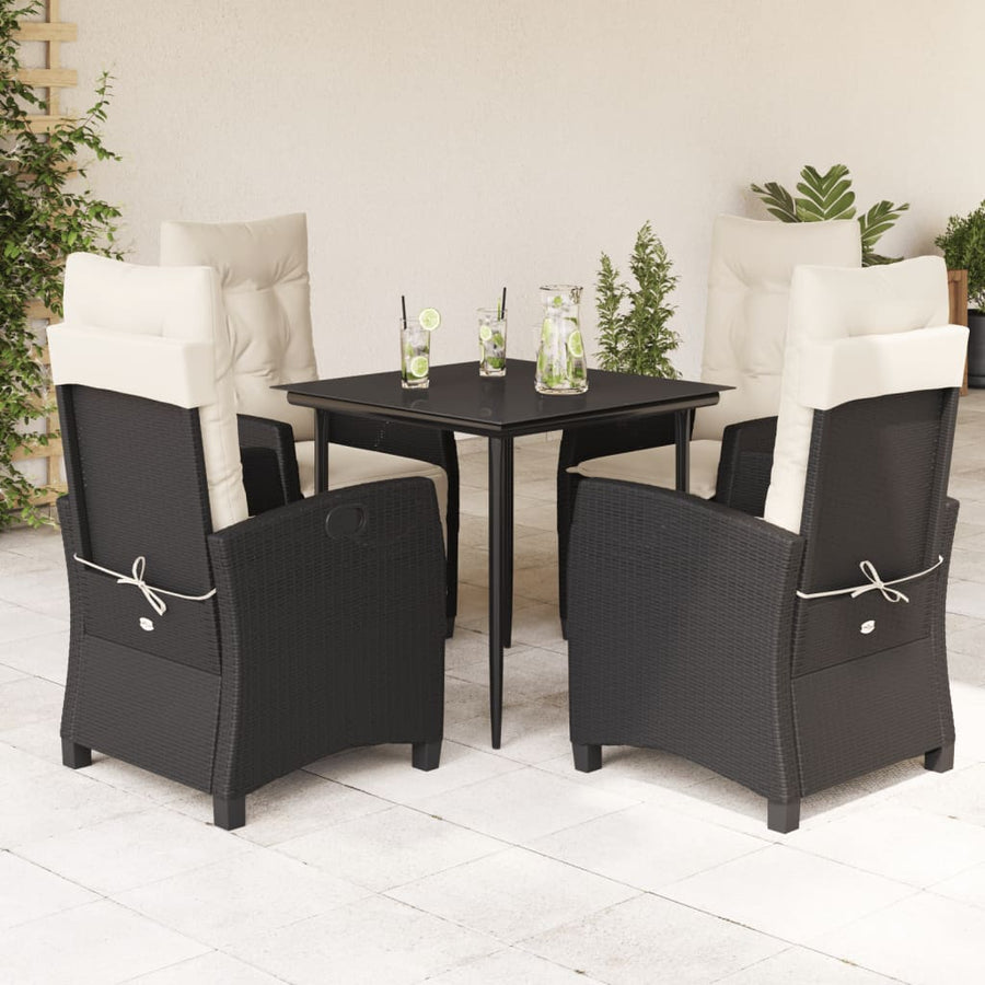 5-Delige Tuinset Met Kussens Poly Rattan Zwart