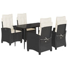 5-piece Garden Set with Cushions, Poly Rattan, Black
