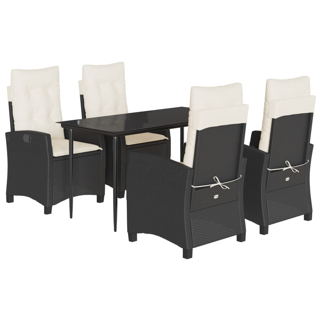 5-Delige Tuinset Met Kussens Poly Rattan Zwart