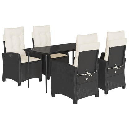 5-Delige Tuinset Met Kussens Poly Rattan Zwart
