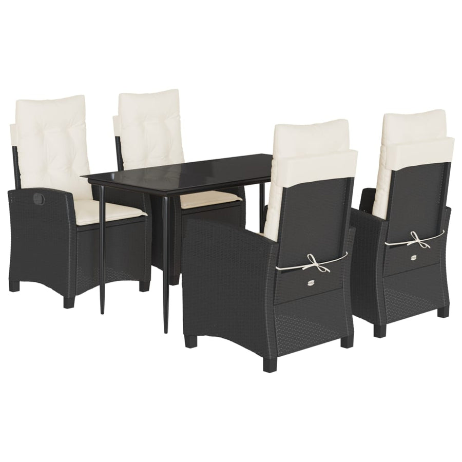 5-Delige Tuinset Met Kussens Poly Rattan Zwart