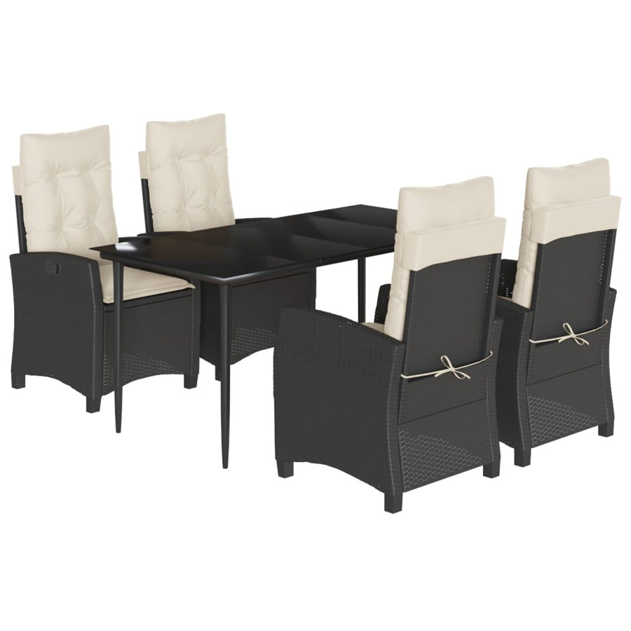5-Delige Tuinset Met Kussens Poly Rattan Zwart