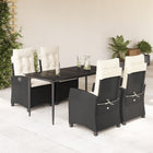 5-piece Garden Set with Cushions, Poly Rattan, Black