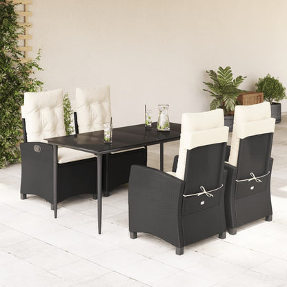 5-Delige Tuinset Met Kussens Poly Rattan Zwart