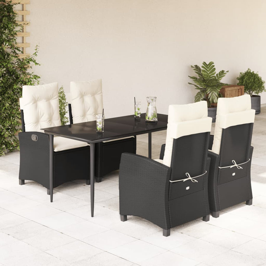 5-Delige Tuinset Met Kussens Poly Rattan Zwart