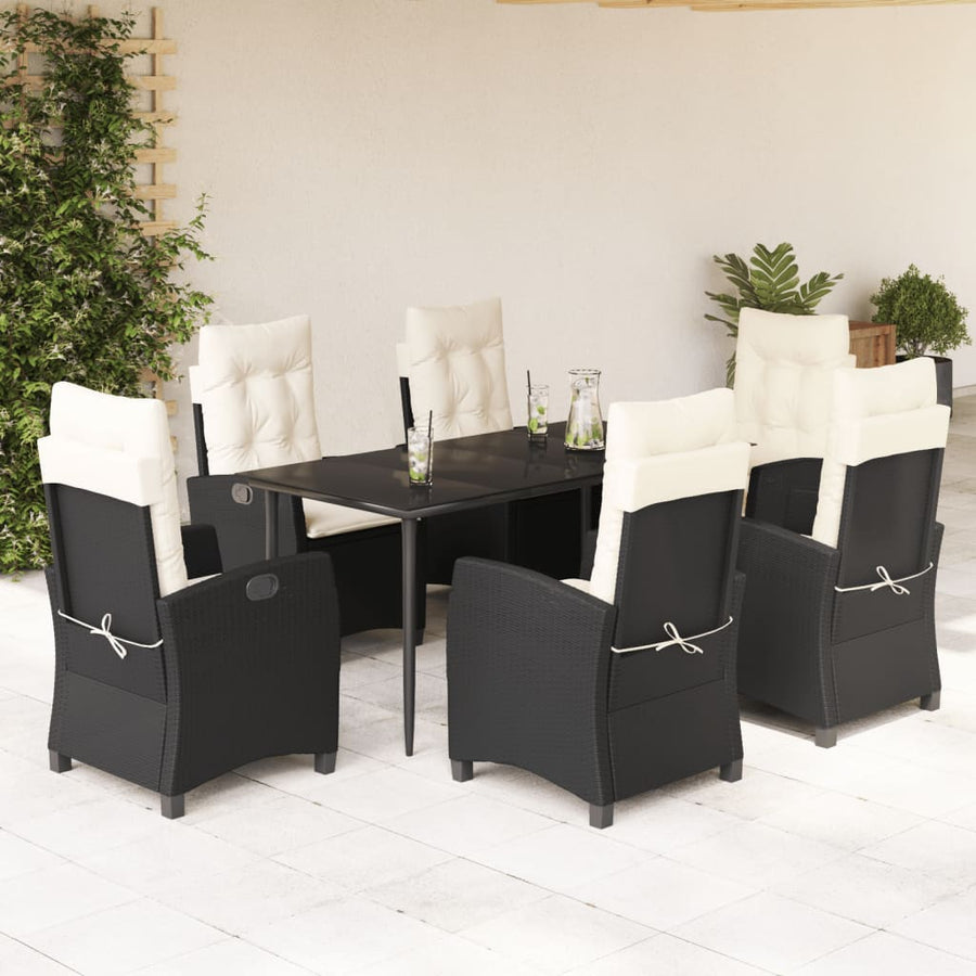 7-Delige Tuinset Met Kussens Poly Rattan Zwart