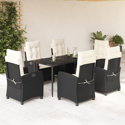 7-Delige Tuinset Met Kussens Poly Rattan Zwart