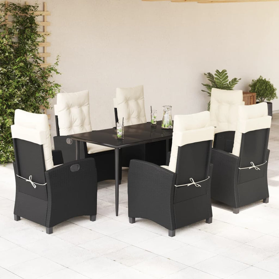 7-Delige Tuinset Met Kussens Poly Rattan Zwart
