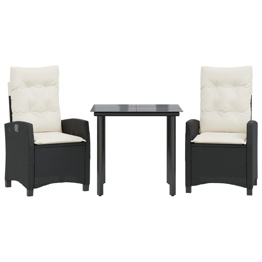 3-Delige Tuinset Met Kussens Poly Rattan Zwart