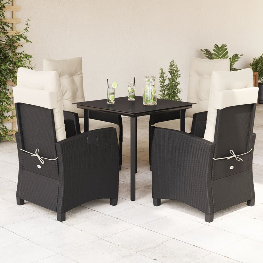 5-Delige Tuinset Met Kussens Poly Rattan Zwart