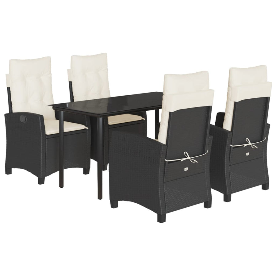 5-Delige Tuinset Met Kussens Poly Rattan Zwart