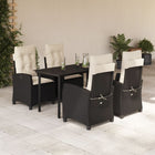 5-piece Garden Set with Cushions, Poly Rattan, Black