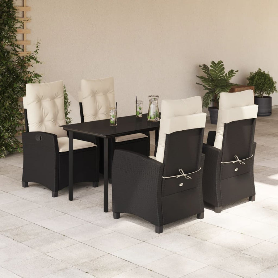 5-Delige Tuinset Met Kussens Poly Rattan Zwart