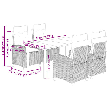 5-Delige Tuinset Met Kussens Poly Rattan Zwart