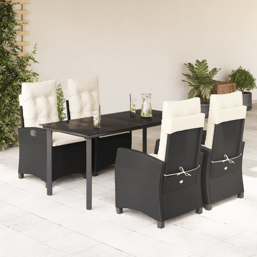 5-Delige Tuinset Met Kussens Poly Rattan Zwart