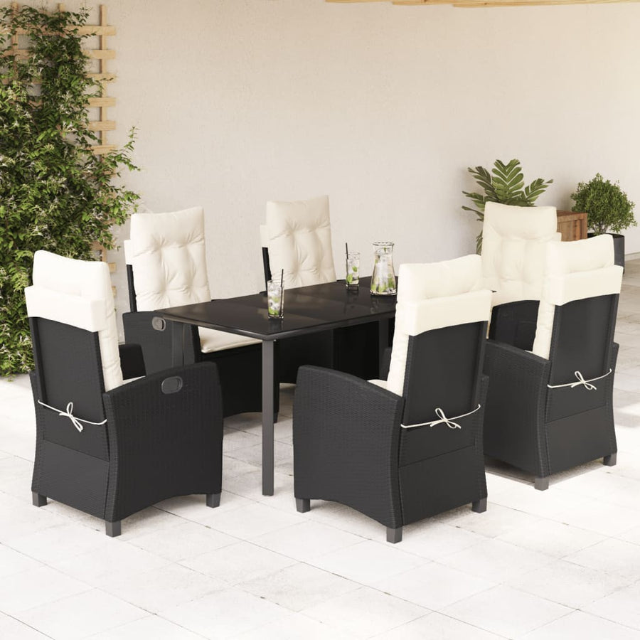7-Delige Tuinset Met Kussens Poly Rattan Zwart