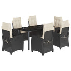 7-Piece Poly Rattan Garden Set with Cushions Black