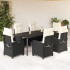 Tuinset 7-delig poly rattan zwart met kussens