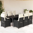 9-piece Garden furniture set poly rattan black