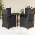 5-piece Garden Set with Cushions, Poly Rattan, Black