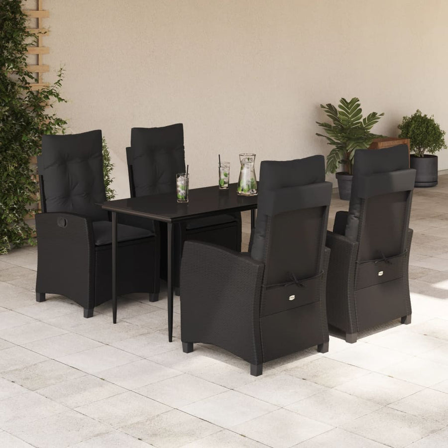 5-Delige Tuinset Met Kussens Poly Rattan Zwart