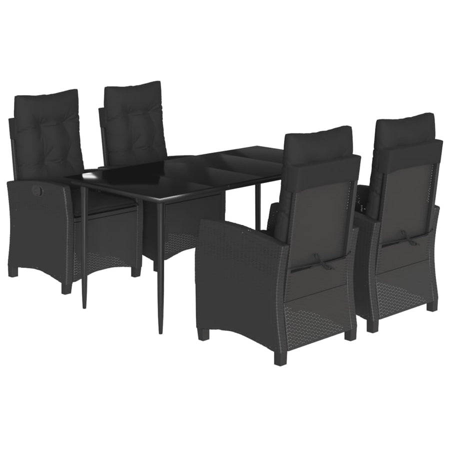 5-Delige Tuinset Met Kussens Poly Rattan Zwart