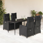 5-piece Garden Set with Cushions, Poly Rattan, Black