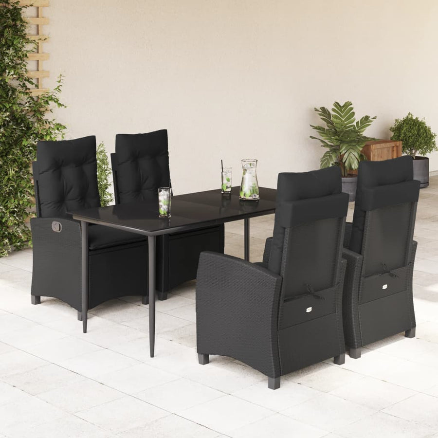 5-Delige Tuinset Met Kussens Poly Rattan Zwart