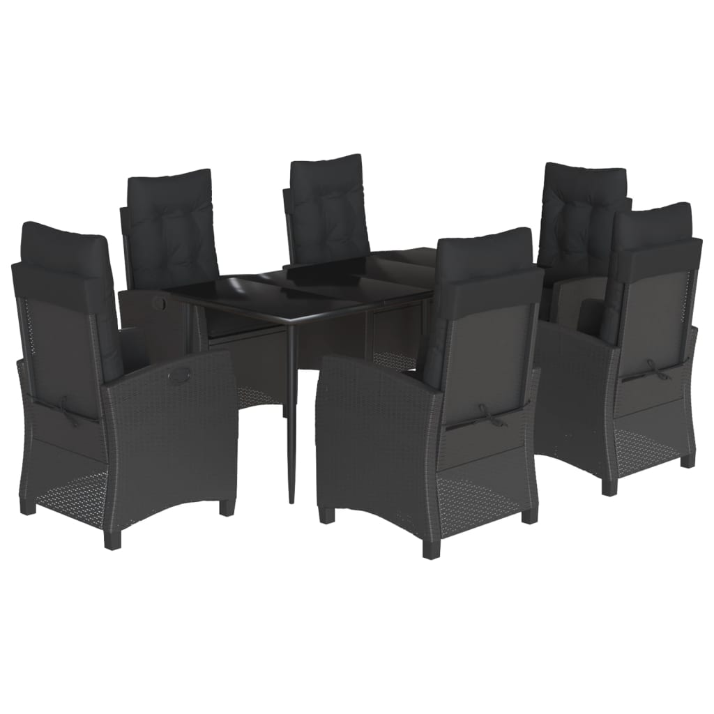 7-Delige Tuinset Met Kussens Poly Rattan Zwart