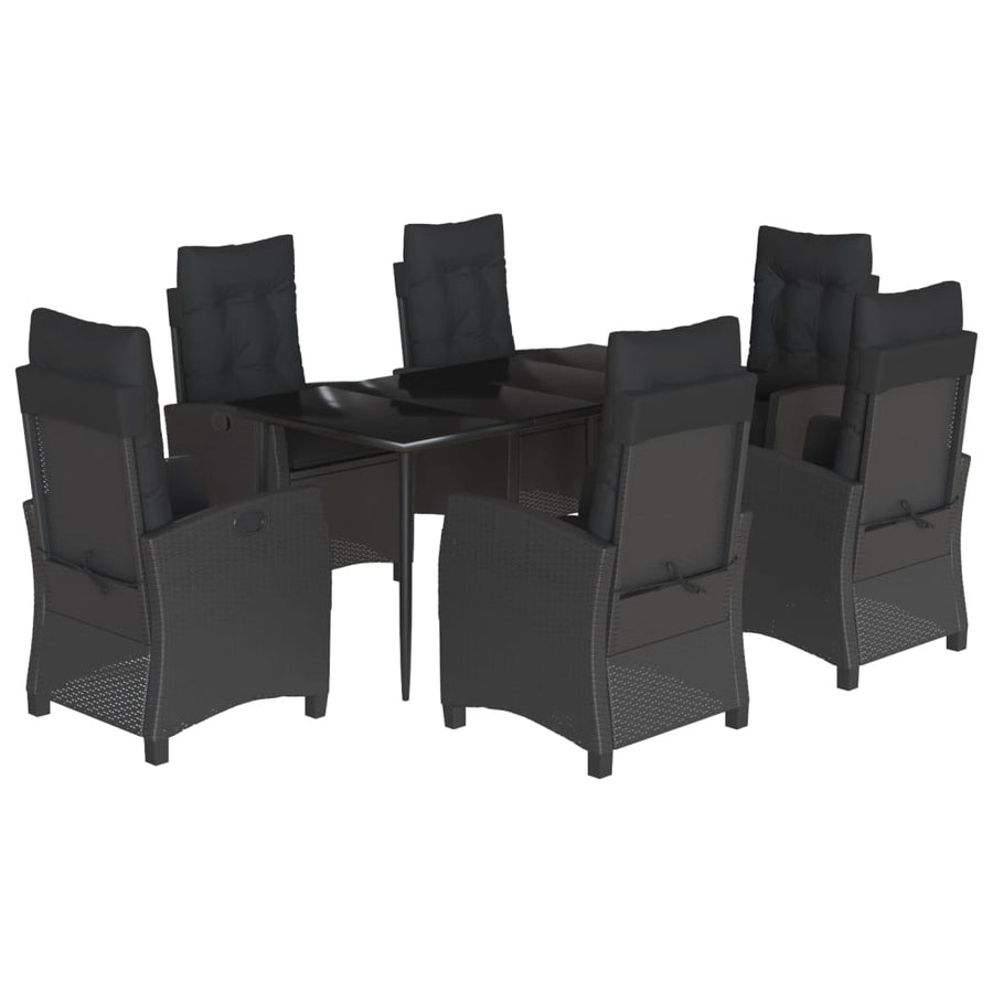 7-Delige Tuinset Met Kussens Poly Rattan Zwart