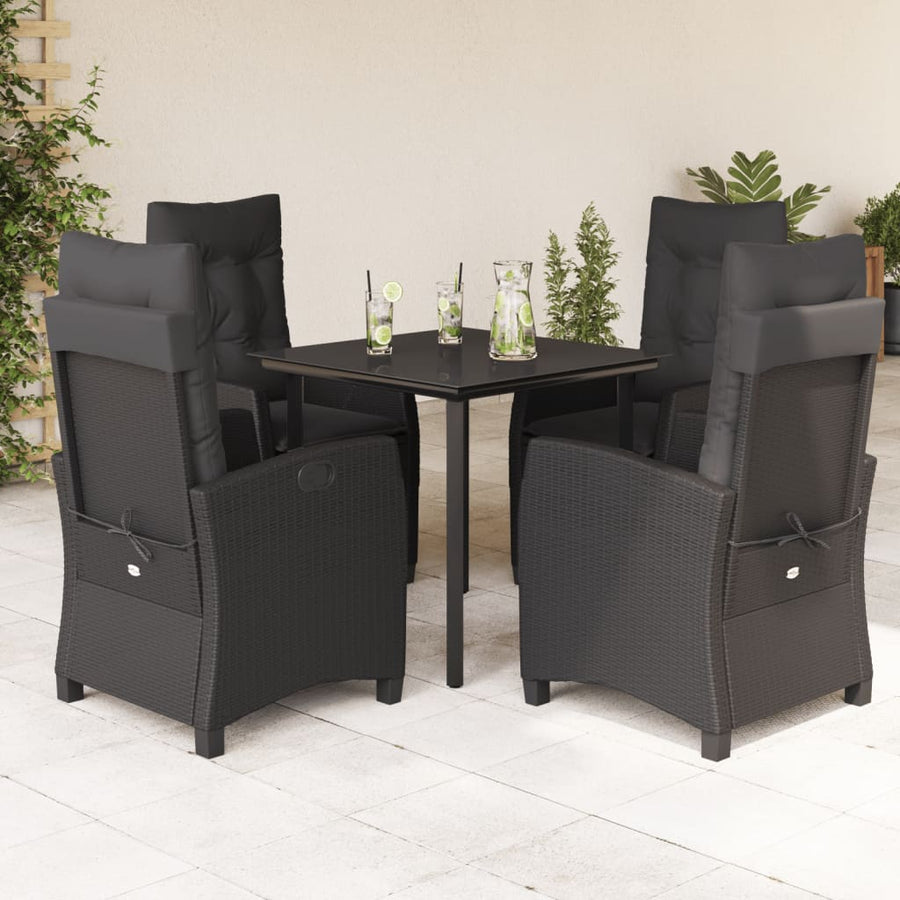 5-Delige Tuinset Met Kussens Poly Rattan Zwart