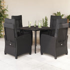 5-piece Garden Set with Cushions, Poly Rattan, Black