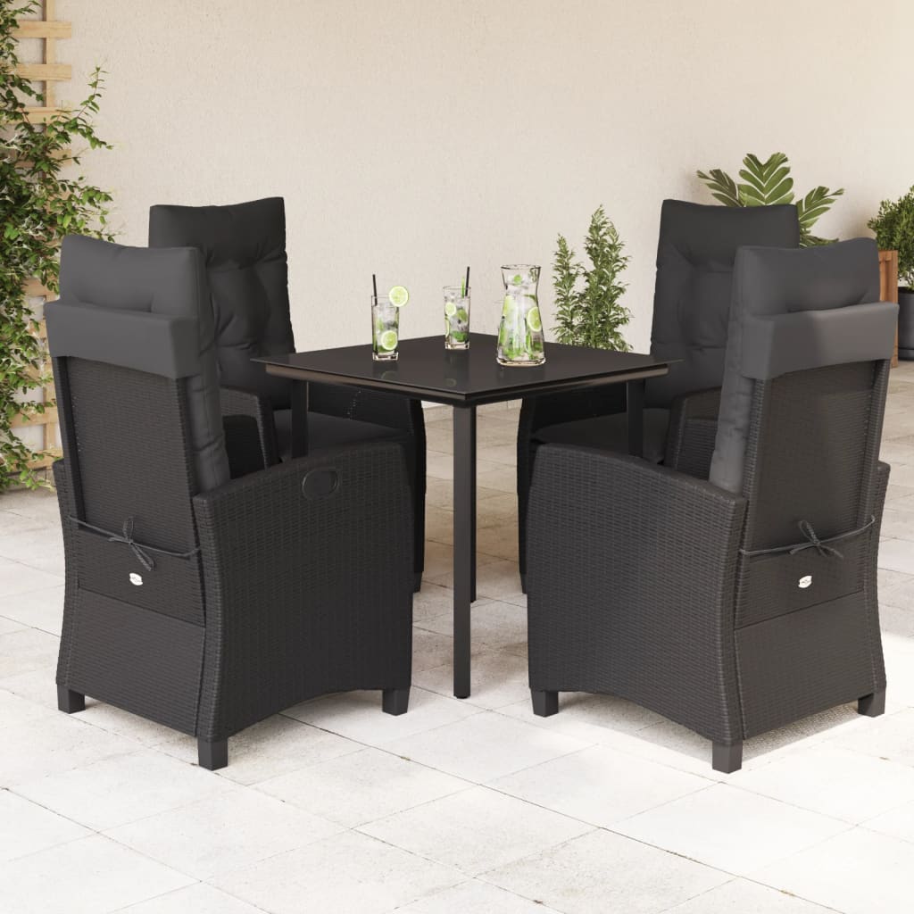 5-Delige Tuinset Met Kussens Poly Rattan Zwart